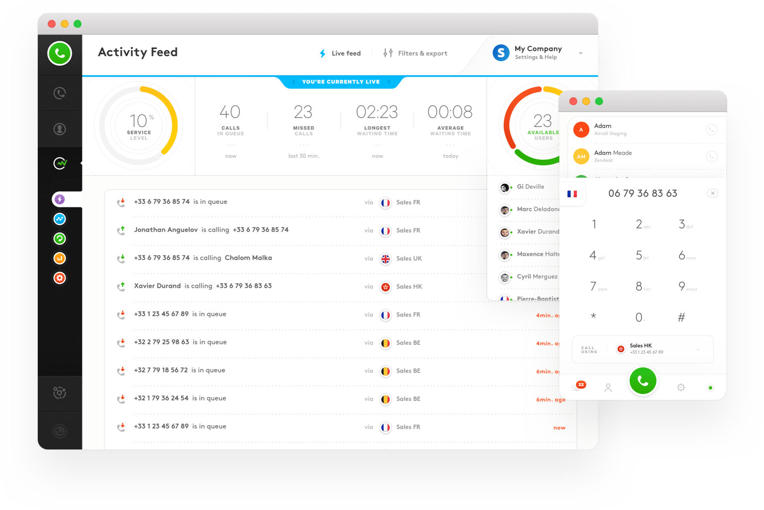 aircall integrations sales integrations from hubspot call center application